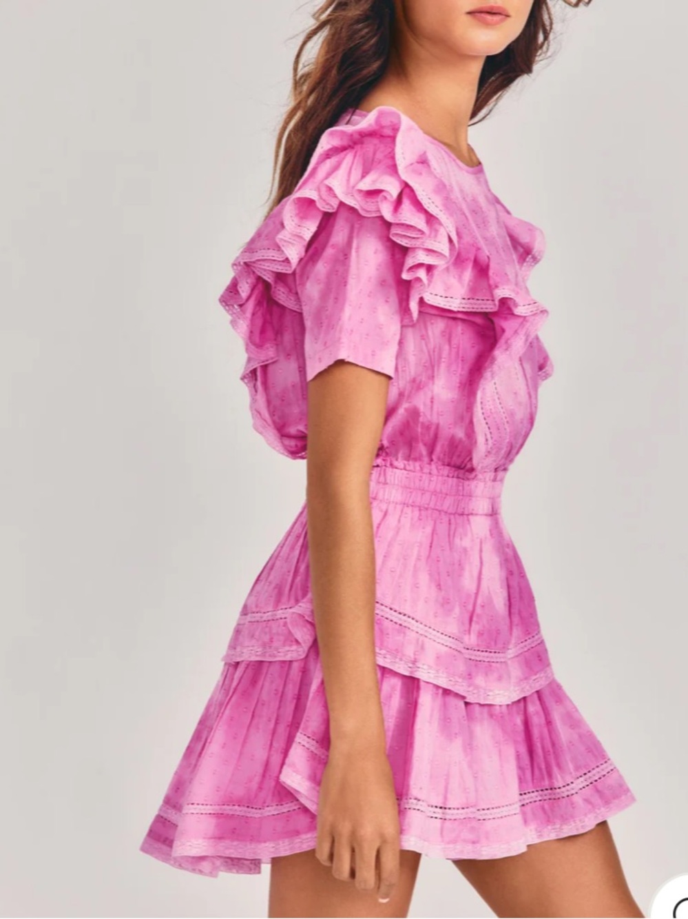 Love Shack Fancy Cotton Natasha Dress in Begonia Hand Dye Small - Picture 3 of 7